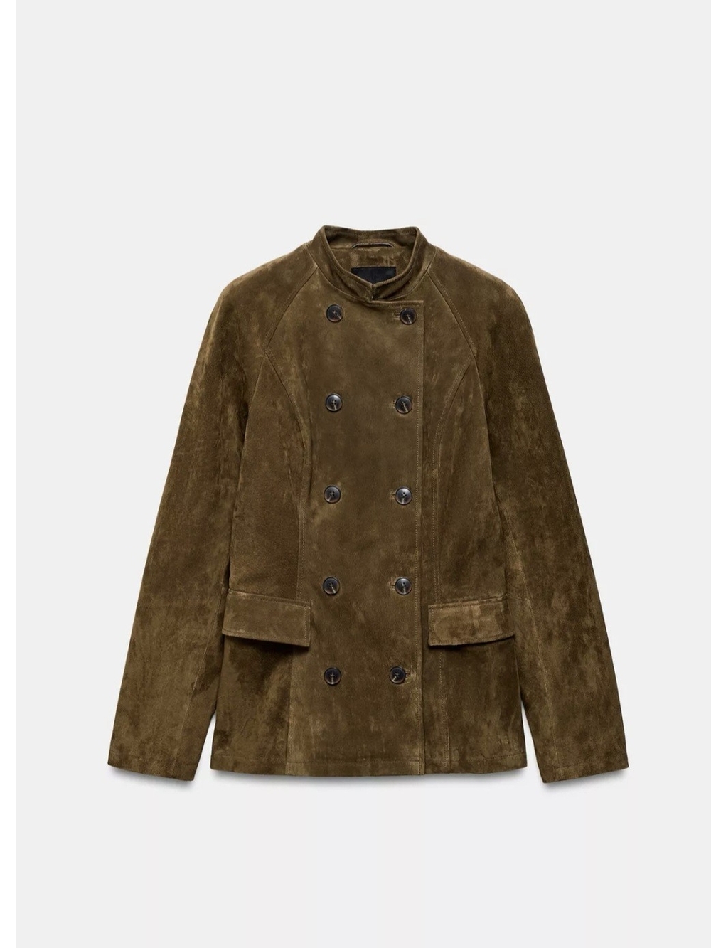 100% Suede Double-Breasted Fitted Jacket